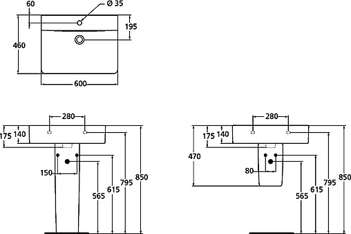 Раковина Ideal Standard Connect Cube 60 белый E794501