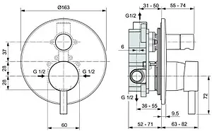 Смеситель для ванны скрытого монтажа Ideal Standard Ceraline чёрный матовый/хром A6939XG, 2