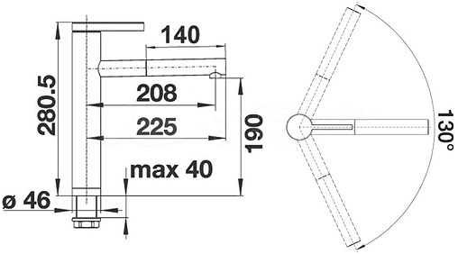 Смеситель для кухни с выдвижным изливом Blanco Linee-S чёрный/хром 526171