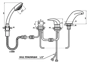 Смеситель на борт ванны на 4 отверстия Rav Slezak Dunaj хром D471.5P, 2