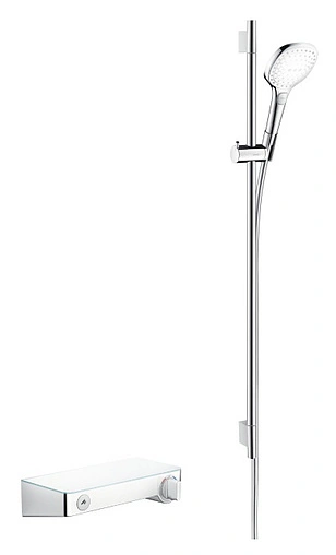 Душевая стойка с термостатом Hansgrohe ShowerTablet Select 300/Raindance Select E120 3jet 90см/Combi хром/белый 27027400