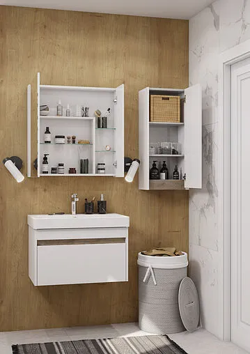 Шкаф Aquaton Марти 35 белый/дуб эндгрейн 1A270203MY010