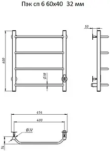 Полотенцесушитель электрический лесенка Тругор Пэк сп 6 60х40 32 мм полированная сталь Полотенцесушитель электрический лесенка Тругор Пэк сп 6 60х40 32 мм полированная сталь, 2