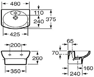Раковина Roca Dama Senso Compacto 48 белый 327514000 Раковина Roca Dama Senso Compacto 48 белый 327514000, 2