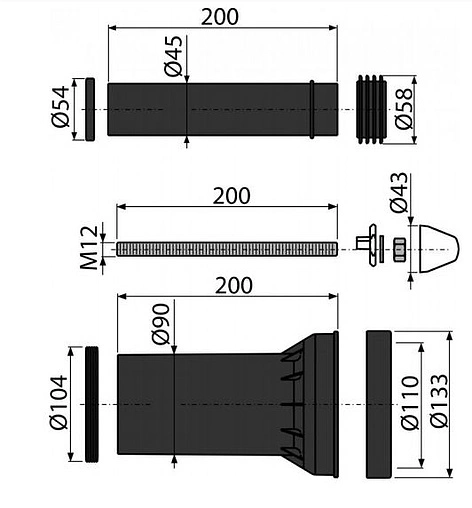 Комплект канализационной арматуры для инсталляции AlcaPlast M900