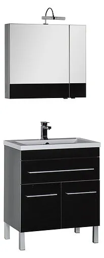 Шкаф-зеркало Aquanet Верона 75 L чёрный 00175385