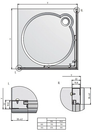 Душевое ограждение 800x800мм матовое стекло Roltechnik Orlando Neo Orlando Neo/800 N0654