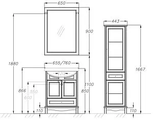 Шкаф-пенал напольный Opadiris Омега 45 L белый 00-00007360, 2