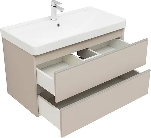 Тумба под умывальник подвесная Aquanet Вега 90 бежевый 00329586