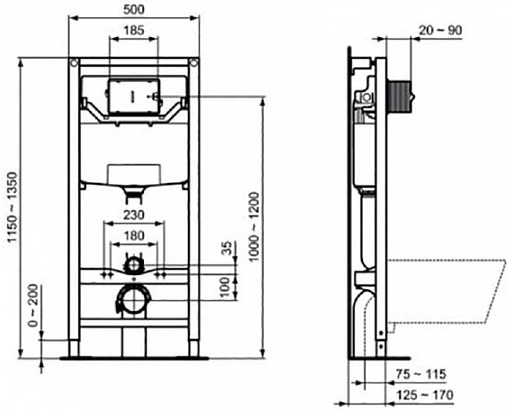 Комплект 5 в 1 Ideal Standard I.Life B RimLS+ IP001401 с кнопкой хром глянцевый Комплект 5 в 1 Ideal Standard I.Life B RimLS+ IP001401 с кнопкой хром глянцевый