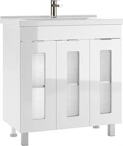 Тумба-умывальник напольная Айсберг Кристалл 80 белый DA1803T+1WH302251, 1