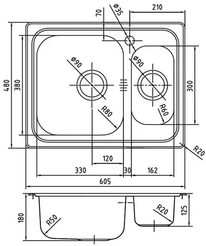Мойка кухонная IDDIS Strit 60.5 L хром STR60SXi77K