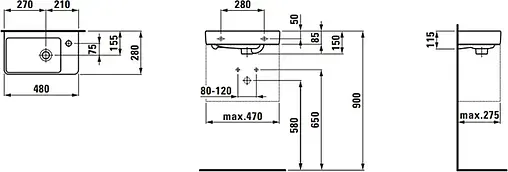 Раковина Laufen Pro 48 R белый 8.1595.4.000.104.1
