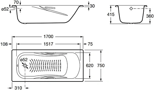 Ванна стальная Roca Princess 170x75 белый 2202E0000