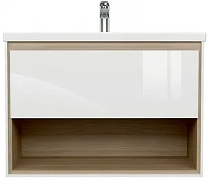 Тумба-умывальник подвесная Cersanit Louna 80 белый/дуб Эврика 64071+ Тумба-умывальник подвесная Cersanit Louna 80 белый/дуб Эврика 64071+, 4