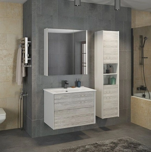 Шкаф-зеркало Comforty Женева 75 дуб белый 00004137096CF