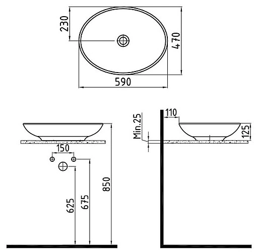 Раковина Bien Harmony 59 белый HRLG05901FD0W3000