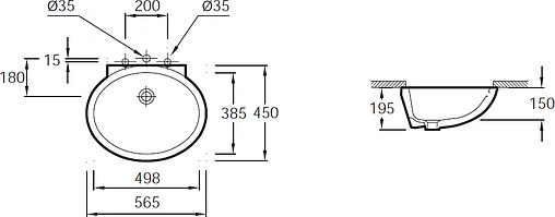 Раковина Jacob Delafon Ovale 56 белый EN262-00
