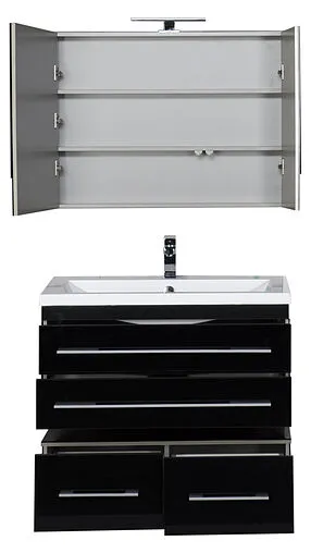 Шкаф-зеркало Aquanet Верона 90 L чёрный 00172340 Шкаф-зеркало Aquanet Верона 90 L чёрный 00172340