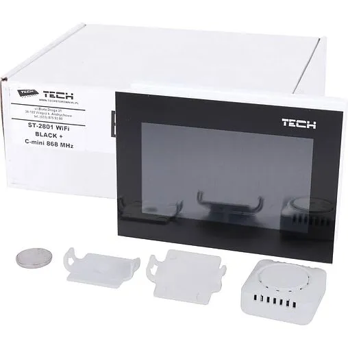 Проводной комнатный регулятор котла с коммуникацией OpenTherm TECH ST-2801 WiFi черный WG.11.0350