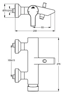 Смеситель для ванны Ideal Standard Active хром B8069AA, 2