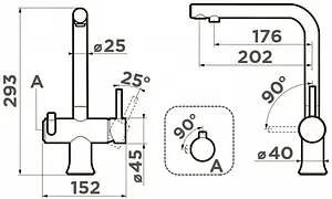 Смеситель для кухни с подключением к фильтру Omoikiri Hotaru-B вороненая сталь 4994029, 2