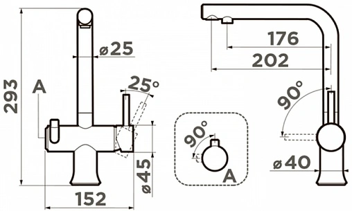 Смеситель для кухни с подключением к фильтру Omoikiri Hotaru-B вороненая сталь 4994029