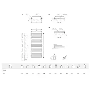 Полотенцесушитель электрический лесенка Terma Alex 540x400 белый WLALE054040 K916E1Е8, 2