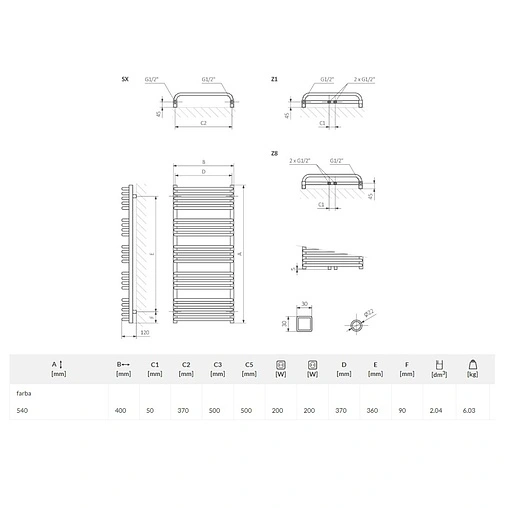 Полотенцесушитель электрический лесенка Terma Alex 540x400 белый WLALE054040 K916E1Е8