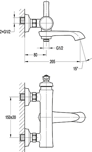 Смеситель для ванны Cezares Liberty хром LIBERTY-F-VD-01