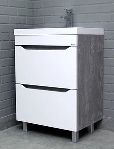 Тумба-умывальник напольный Айсберг Ева 60 белый/бетон DA5915T+4670142930044, 3