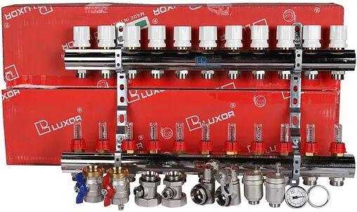 Группа коллекторная с расходомерами 11 отводов 1&quot;в/в x ¾&quot;ек Luxor CD 473M/11 15652711MN