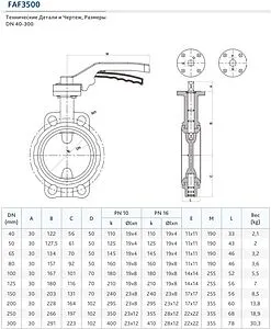 Затвор дисковый поворотный межфланцевый Ду250 Ру16 FAF Valve 3500250 Затвор дисковый поворотный межфланцевый Ду250 Ру16 FAF Valve 3500250, 2