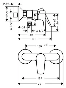 Смеситель для душа Hansgrohe Talis E хром 71760000 Смеситель для душа Hansgrohe Talis E хром 71760000, 2