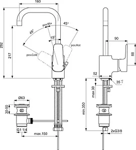 Смеситель для раковины Ideal Standard Ceraplan III хром B0706AA Смеситель для раковины Ideal Standard Ceraplan III хром B0706AA, 2