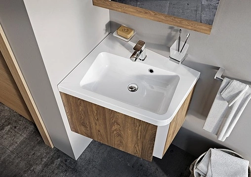 Тумба-умывальник подвесная Ravak 10° SD 65 L тёмный орех/белый X000000747+XJIL1165000