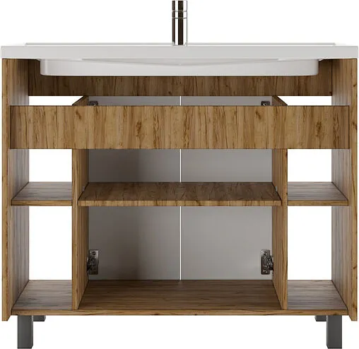 Тумба-умывальник напольный Домино Craft 100 графит/дуб вотан DCr2205T+4640021065204