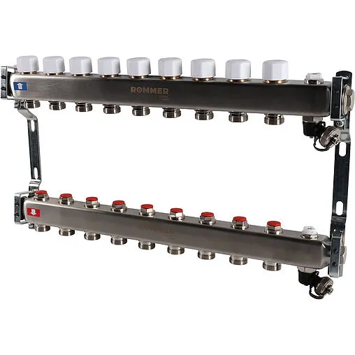 Группа коллекторная без расходомеров 9 отводов 1"в/в x ¾"ек Rommer RMS-3201-000009