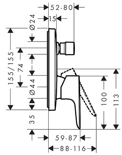 Смеситель для ванны скрытого монтажа со встроенной защитной комбинацией Hansgrohe Talis E шлифованная бронза 71474140