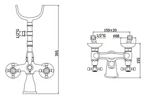 Смеситель для ванны Paffoni Belinda бронза/белый FBLV022BR Смеситель для ванны Paffoni Belinda бронза/белый FBLV022BR, 2