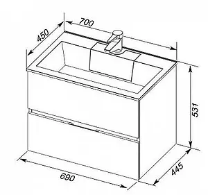 Тумба-умывальник подвесная Aquanet Алвита 70 белый 00184302+00182523, 2