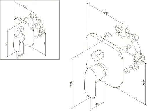 Смеситель для ванны скрытого монтажа Am.Pm Sensation хром F3085000