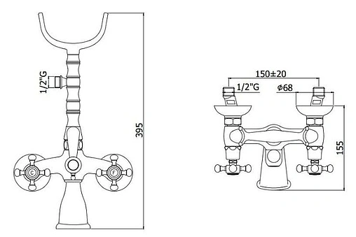 Смеситель для ванны Paffoni Belinda бронза/белый FBLV022BR