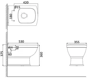 Унитаз подвесной Creo Ceramique Orleans белый OR1100+OR1001 Унитаз подвесной Creo Ceramique Orleans белый OR1100+OR1001, 2