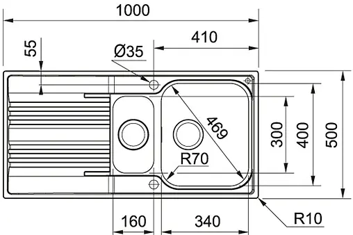 Мойка кухонная Franke Smart SRX 651 нержавеющая сталь 101.0368.322