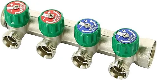 Коллектор регулирующий проходной 4 отвода 1&quot;в/н x ¾&quot;ек Uni-fitt 414C4340