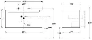 Тумба-умывальник подвесная Kerama Marazzi Buongiorno 100 белый BGN.100.1+1\WHT+BG.wb.100 Тумба-умывальник подвесная Kerama Marazzi Buongiorno 100 белый BGN.100.1+1\WHT+BG.wb.100, 2