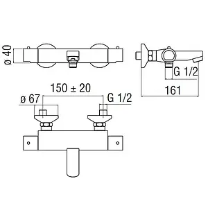Термостат для ванны Nobili Tea хром TE85310/1CR, 2