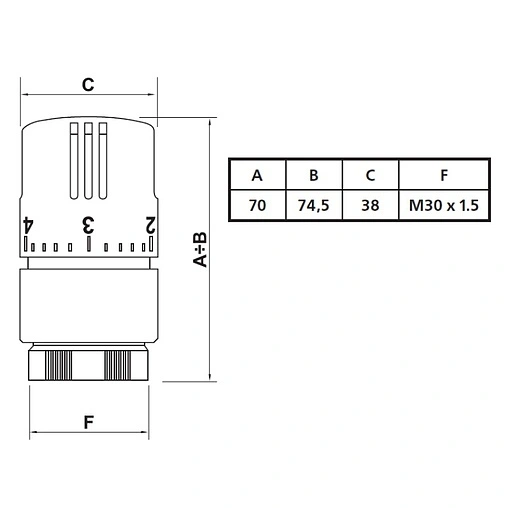 Головка термостатическая М30x1.5 Valtec белый VT.1000.0.0