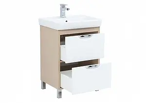 Тумба-умывальник напольная Aquanet Гретта 60 New белый/светлый дуб 00239400+00185551 Тумба-умывальник напольная Aquanet Гретта 60 New белый/светлый дуб 00239400+00185551, 3